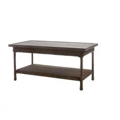 Hampton Bay Beacon Park Wicker Outdoor Patio Coffee Table with Slat Top