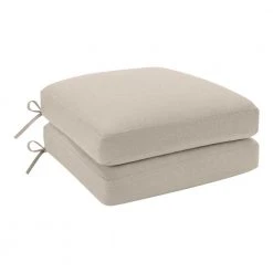 Hampton Bay 20 in. x 20 in. CushionGuard Putty Trapezoid Outdoor Dining Chair Replacement Seat Cushion (2-Pack)