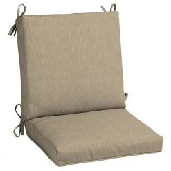 Hampton Bay 20 in. x 19 in. CushionGuard Outdoor Welted Mid Back Dining Chair Cushion in Khaki