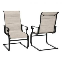 Hampton Bay Glenridge Falls Rocking Steel Padded Sling Outdoor Dining Chair in Riverbed (2-Pack) -Hampton Bay Shop hampton bay outdoor dining chairs fcs80433 2pk 66 1000
