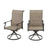 Hampton Bay Riverbrook Espresso Brown Swivel Aluminum Padded Sling Outdoor Patio Dining Lounge Chairs (2-Pack)