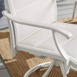 Hampton Bay Riverbrook Shell White Swivel Aluminum Padded Sling Outdoor Patio Dining Chairs (2-Pack) -Hampton Bay Shop hampton bay outdoor dining chairs fm18107 al svc a0 1000