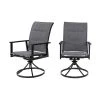 Hampton Bay High Garden Black Steel Padded Sling Outdoor Patio Swivel Dining Chairs (2-Pack)