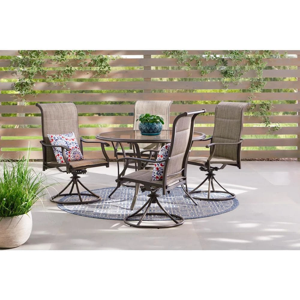 Hampton Bay Riverbrook Espresso Brown Swivel Steel Padded Sling Outdoor Patio Dining Chairs (2-Pack) 2 Hampton Bay Riverbrook Espresso Brown Swivel Steel Padded Sling Outdoor Patio Dining Chairs (2-Pack) - Image 2