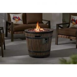 Hampton Bay 27 in. W x 24 in. H Round Barrel Fire Table
