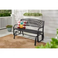Hampton Bay Flintridge Black Outdoor Patio Glider