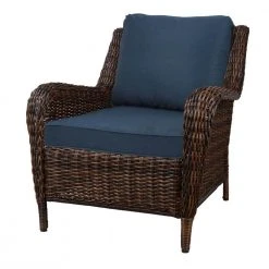 Hampton Bay Cambridge Brown Wicker Outdoor Patio Lounge Chair with CushionGuard Midnight Navy Blue Cushions 12 Hampton Bay Cambridge Brown Wicker Outdoor Patio Lounge Chair with CushionGuard Midnight Navy Blue Cushions -Hampton Bay Shop hampton bay outdoor lounge chairs 65 17148b1 40 1000