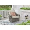 Hampton Bay Chasewood Brown Wicker Outdoor Patio Stationary Lounge Chair with CushionGuard Biscuit Cushions