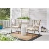 Hampton Bay Melrose Park Steel Open Weave Wicker Outdoor Lounge Chair with CushionGuard Almond Biscotti Cushions (2-Pack)