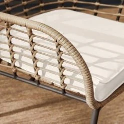 Hampton Bay Melrose Park Steel Open Weave Wicker Outdoor Lounge Chair with CushionGuard Almond Biscotti Cushions (2-Pack) -Hampton Bay Shop hampton bay outdoor lounge chairs frs51308a 2pk a0 1000