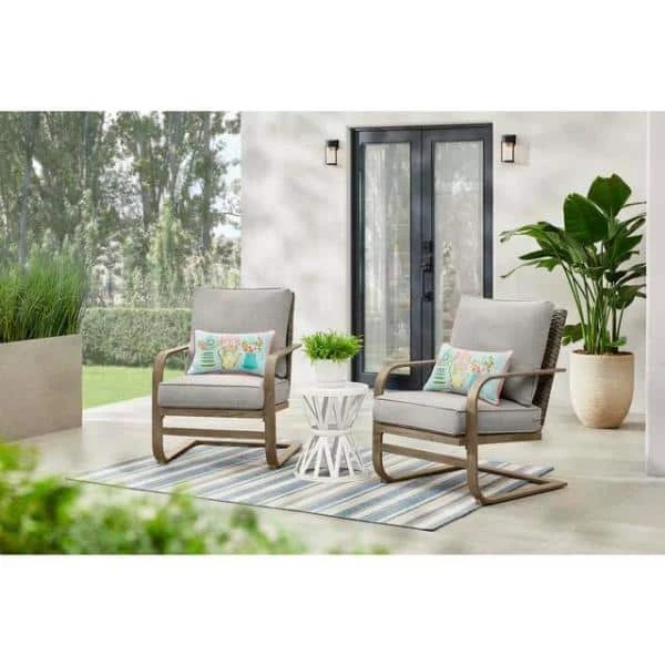 Hampton Bay Hampshire Place Cushioned Steel Wicker Outdoor Lounge Chair with CushionGuard Stone Gray Cushions (2-Pack) 1 Hampton Bay Hampshire Place Cushioned Steel Wicker Outdoor Lounge Chair with CushionGuard Stone Gray Cushions (2-Pack)