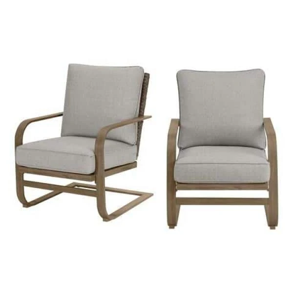 Hampton Bay Hampshire Place Cushioned Steel Wicker Outdoor Lounge Chair with CushionGuard Stone Gray Cushions (2-Pack) 2 Hampton Bay Hampshire Place Cushioned Steel Wicker Outdoor Lounge Chair with CushionGuard Stone Gray Cushions (2-Pack) - Image 2