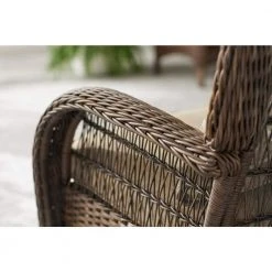 Hampton Bay Beacon Park Brown Wicker Outdoor Patio Stationary Lounge Chair with Toffee Tan Cushions -Hampton Bay Shop hampton bay outdoor lounge chairs frs80812c 40 1000