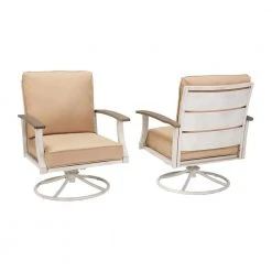 Hampton Bay Marina Point White Steel Outdoor Patio Swivel Lounge Chair with CushionGuard Surf Blue Cushions (2-Pack) -Hampton Bay Shop hampton bay outdoor lounge chairs gc 41019 ssp 40 1000