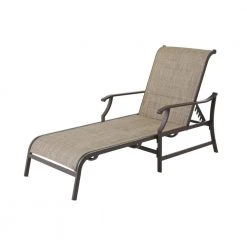 Hampton Bay Riverbrook Espresso Brown Padded Sling Steel Outdoor Patio Chaise Lounge Chair