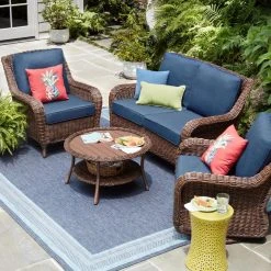 Hampton Bay Cambridge Brown Wicker Outdoor Patio Loveseat with CushionGuard Midnight Navy Blue Cushions 12 Hampton Bay Cambridge Brown Wicker Outdoor Patio Loveseat with CushionGuard Midnight Navy Blue Cushions -Hampton Bay Shop hampton bay outdoor loveseats 65 17148b3 40 1000