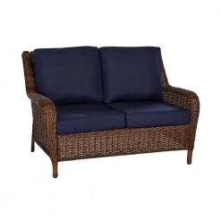 Hampton Bay Cambridge Brown Wicker Outdoor Patio Loveseat with CushionGuard Midnight Navy Blue Cushions 15 Hampton Bay Cambridge Brown Wicker Outdoor Patio Loveseat with CushionGuard Midnight Navy Blue Cushions -Hampton Bay Shop hampton bay outdoor loveseats 65 17148b3 66 1000