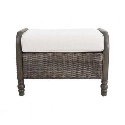 Hampton Bay Windsor Brown Wicker Outdoor Patio Ottoman with CushionGuard Biscuit Tan Cushions (2-Pack) 8 Hampton Bay Windsor Brown Wicker Outdoor Patio Ottoman with CushionGuard Biscuit Tan Cushions (2-Pack) -Hampton Bay Shop hampton bay outdoor ottomans a214000100 40 1000