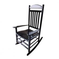 Hampton Bay Black Wooden Outdoor Rocking Chair