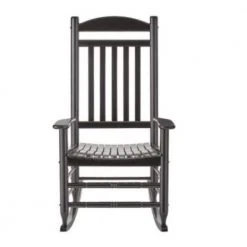 Hampton Bay Patio Black Wood Outdoor Rocking Chair