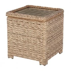 Hampton Bay Laguna Point Natural Tan Wicker Square Outdoor Patio Side Table with Captured Glass Top -Hampton Bay Shop hampton bay outdoor side tables 65 51786t 40 1000