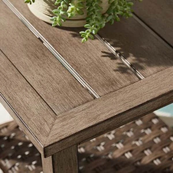 Hampton Bay Geneva 18 in. Square Steel Wicker Outdoor Patio Side Table 3 Hampton Bay Geneva 18 in. Square Steel Wicker Outdoor Patio Side Table - Image 3