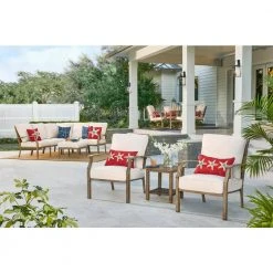 Hampton Bay Geneva 18 in. Square Steel Wicker Outdoor Patio Side Table