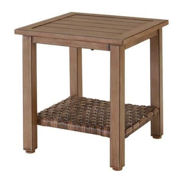 Hampton Bay Geneva 18 in. Square Steel Wicker Outdoor Patio Side Table 2 Hampton Bay Geneva 18 in. Square Steel Wicker Outdoor Patio Side Table - Image 2