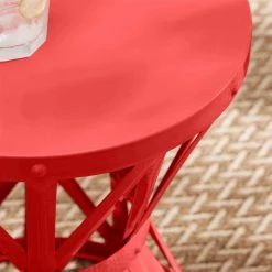 Hampton Bay Ruby Red 18.9 in. Round Metal Outdoor Patio Garden Stool -Hampton Bay Shop hampton bay outdoor side tables hd16023r a0 1000