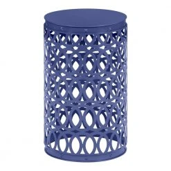 Hampton Bay 19.5 in. H Twilight Blue Metal Round Outdoor Side Table