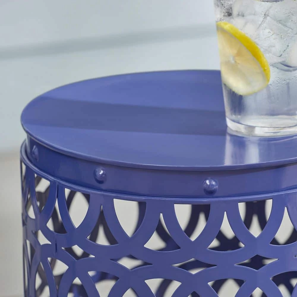 Hampton Bay 19.5 in. H Twilight Blue Metal Round Outdoor Side Table 4 Hampton Bay 19.5 in. H Twilight Blue Metal Round Outdoor Side Table - Image 4
