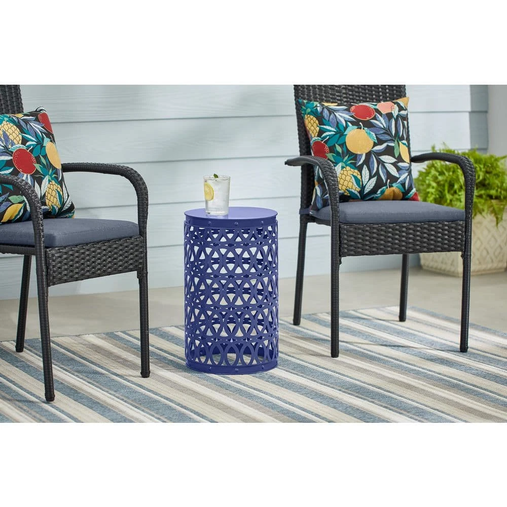Hampton Bay 19.5 in. H Twilight Blue Metal Round Outdoor Side Table 2 Hampton Bay 19.5 in. H Twilight Blue Metal Round Outdoor Side Table - Image 2