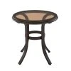 Hampton Bay Riverbrook Espresso Brown Round Steel Glass Top Outdoor Patio Side Table