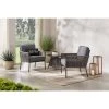 Hampton Bay Tolston 3-Piece Wicker Outdoor Patio Chat Set with Charcoal Cushions