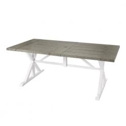 Hampton Bay Beacon Park Gray Rectangular Farmhouse Steel Outdoor Patio Dining Table