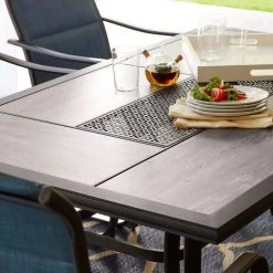 Hampton Bay Crestridge Steel Rectangular Outdoor Patio Dining Table with Tile Top -Hampton Bay Shop hampton bay patio dining tables fts61215 40 1000