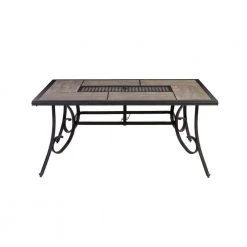 Hampton Bay Crestridge Steel Rectangular Outdoor Patio Dining Table with Tile Top