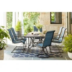 Hampton Bay Crestridge Steel Rectangular Outdoor Patio Dining Table with Tile Top -Hampton Bay Shop hampton bay patio dining tables fts61215 66 1000