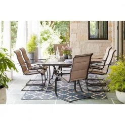 Hampton Bay Crestridge Steel Rectangular Outdoor Patio Dining Table with Tile Top -Hampton Bay Shop hampton bay patio dining tables fts61215 77 1000