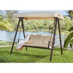 Hampton Bay Cunningham 3-Person Metal Outdoor Patio Swing with Canopy -Hampton Bay Shop hampton bay patio swings gss00132d 40 1000