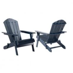 Hampton Bay Midnight Folding Wood Patio Adirondack Chair (2-Pack)