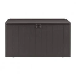 Hampton Bay 110 Gal. Brown Resin Wood Look Outdoor Storage Deck Box with Lockable Lid -Hampton Bay Shop java brown hampton bay deck boxes hbdb110wljgs sl 1d 1000