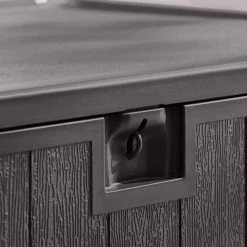 Hampton Bay 110 Gal. Brown Resin Wood Look Outdoor Storage Deck Box with Lockable Lid -Hampton Bay Shop java brown hampton bay deck boxes hbdb110wljgs sl 40 1000