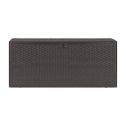 Hampton Bay 150 Gal. Brown Resin Wicker Outdoor Storage Deck Box with Lockable Lid -Hampton Bay Shop java brown hampton bay deck boxes hbdb150j gs 1d 1000