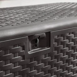 Hampton Bay 150 Gal. Brown Resin Wicker Outdoor Storage Deck Box with Lockable Lid -Hampton Bay Shop java brown hampton bay deck boxes hbdb150j gs 40 1000