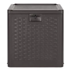 Hampton Bay 28 Gal. Brown Resin Wicker Outdoor Storage Deck Box with Lockable Lid -Hampton Bay Shop java brown hampton bay deck boxes hbdb28j sl 1d 1000