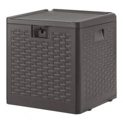 Hampton Bay 28 Gal. Brown Resin Wicker Outdoor Storage Deck Box with Lockable Lid -Hampton Bay Shop java brown hampton bay deck boxes hbdb28j sl 66 1000