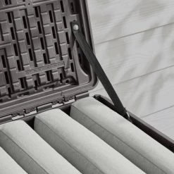 Hampton Bay 73 Gal. Brown Resin Wicker Outdoor Storage Deck Box with Lockable Lid 10 Hampton Bay 73 Gal. Brown Resin Wicker Outdoor Storage Deck Box with Lockable Lid -Hampton Bay Shop java brown hampton bay deck boxes hbdb73j sl 40 1000