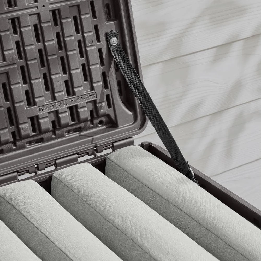 Hampton Bay 73 Gal. Brown Resin Wicker Outdoor Storage Deck Box with Lockable Lid 3 Hampton Bay 73 Gal. Brown Resin Wicker Outdoor Storage Deck Box with Lockable Lid - Image 3