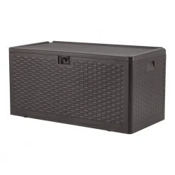 Hampton Bay 73 Gal. Brown Resin Wicker Outdoor Storage Deck Box with Lockable Lid 13 Hampton Bay 73 Gal. Brown Resin Wicker Outdoor Storage Deck Box with Lockable Lid -Hampton Bay Shop java brown hampton bay deck boxes hbdb73j sl 66 1000